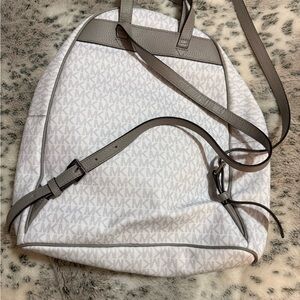 Michael Kors Monogrammed Gray and White Backpack